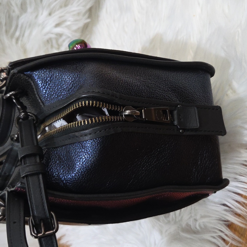 💜🔹️Coach 🔹️Dreamer 36 In Metallic Colorblock Pebble Leather Tote Rare Bag - Picture 8 of 15